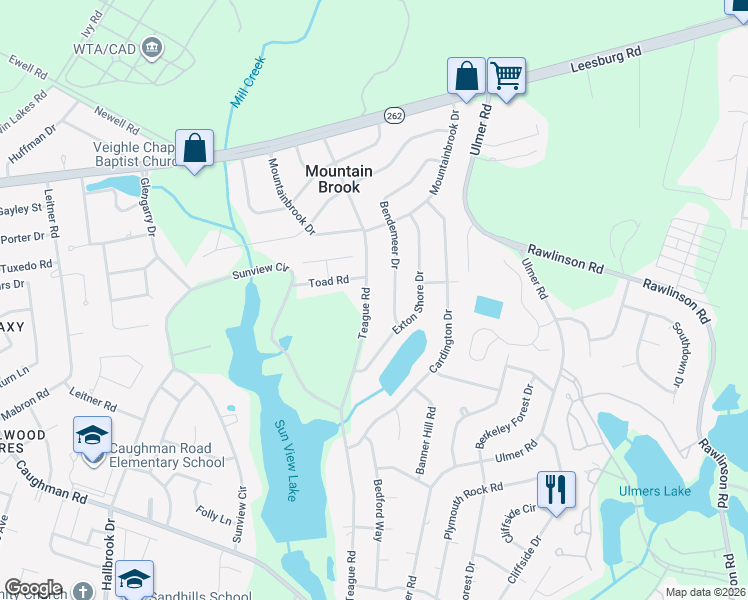 map of restaurants, bars, coffee shops, grocery stores, and more near 7312 Teague Road in Columbia