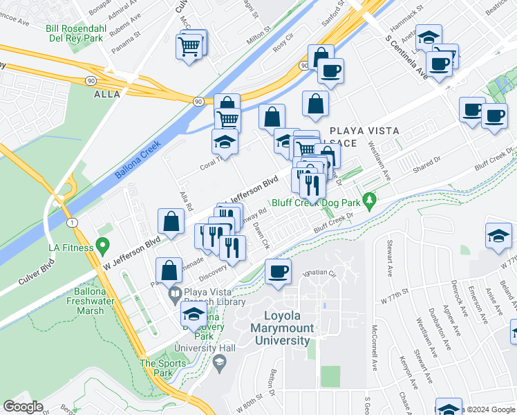 map of restaurants, bars, coffee shops, grocery stores, and more near in 