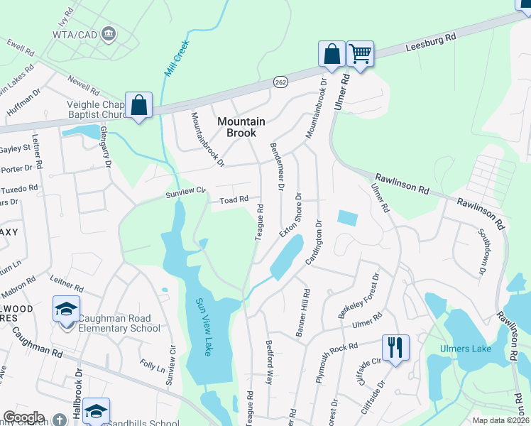 map of restaurants, bars, coffee shops, grocery stores, and more near 7312 Teague Road in Columbia