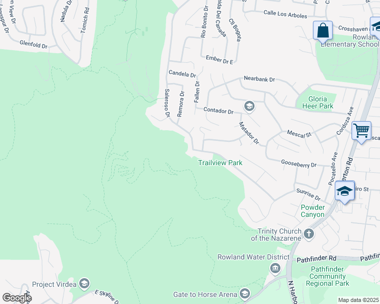 map of restaurants, bars, coffee shops, grocery stores, and more near 2539 Saleroso Drive in Rowland Heights