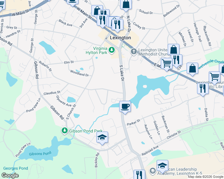map of restaurants, bars, coffee shops, grocery stores, and more near 126 Roberts Street in Lexington
