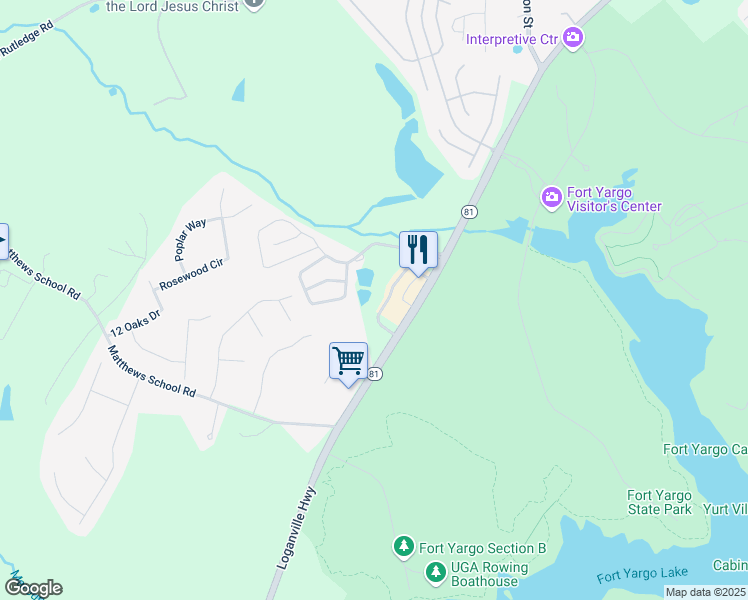 map of restaurants, bars, coffee shops, grocery stores, and more near 369 Resource Parkway in Winder