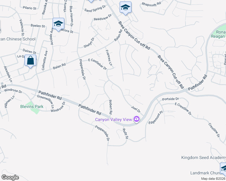 map of restaurants, bars, coffee shops, grocery stores, and more near 2341 Thelma Lane in Rowland Heights