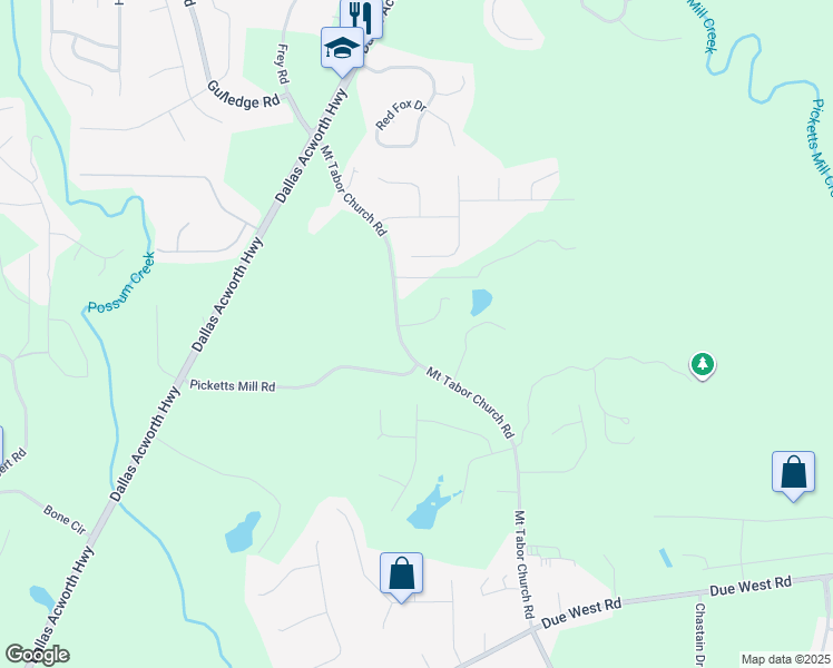 map of restaurants, bars, coffee shops, grocery stores, and more near 4780 Mount Tabor Church Road in Dallas