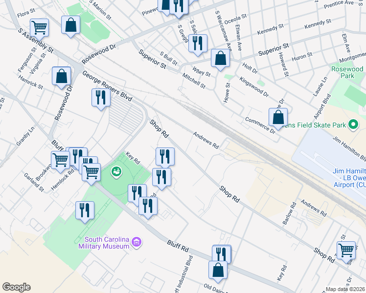map of restaurants, bars, coffee shops, grocery stores, and more near 2001 Blaylock Road in Columbia