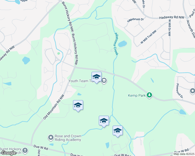 map of restaurants, bars, coffee shops, grocery stores, and more near 4607 Burnt Hickory Road Northwest in Marietta
