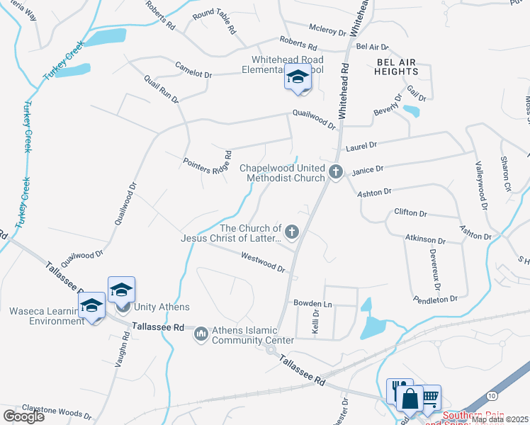 map of restaurants, bars, coffee shops, grocery stores, and more near 160 Hunt Road in Athens