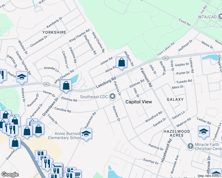 map of restaurants, bars, coffee shops, grocery stores, and more near 1559 Elmtree Road in Columbia