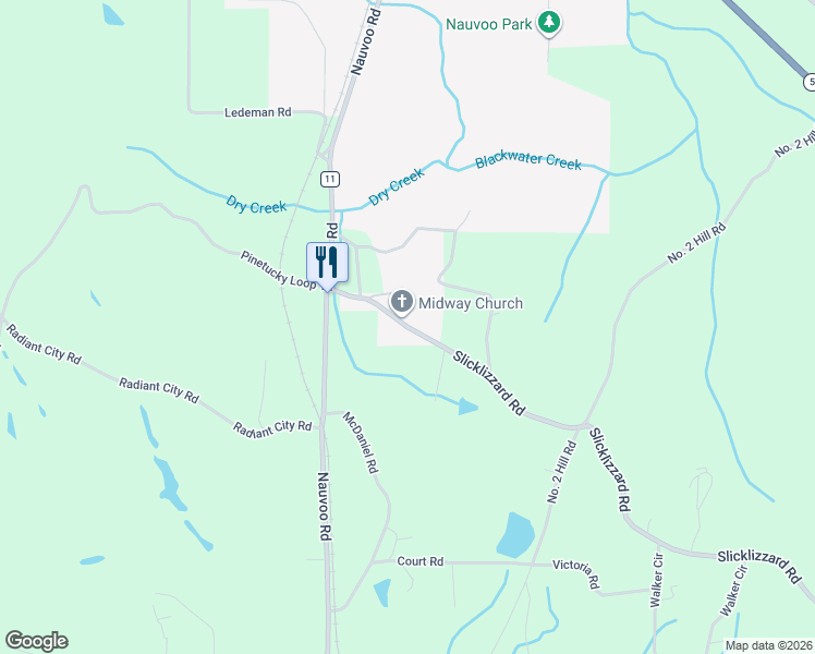 map of restaurants, bars, coffee shops, grocery stores, and more near Dingler Hill Road in Nauvoo