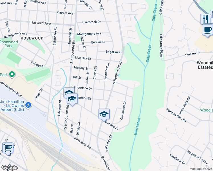 map of restaurants, bars, coffee shops, grocery stores, and more near in Columbia