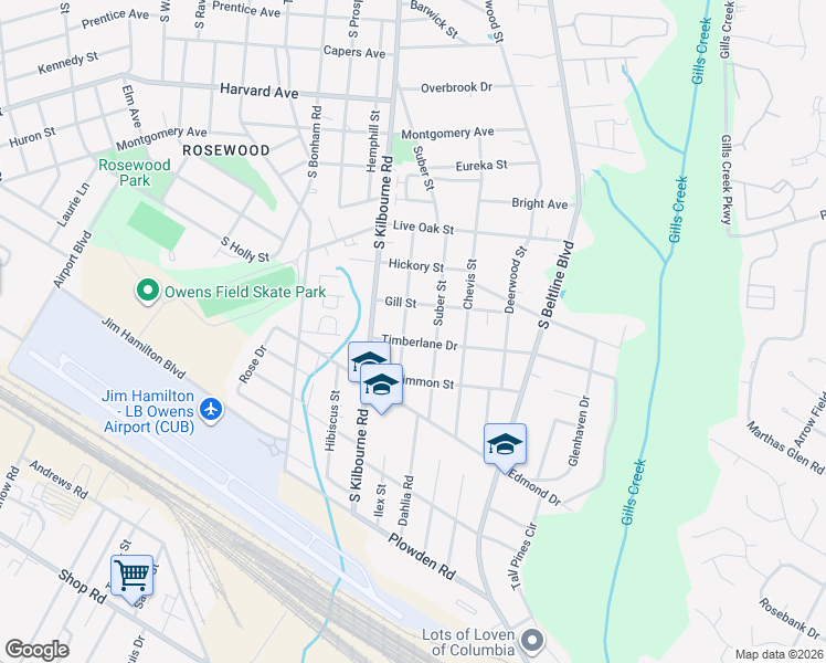 map of restaurants, bars, coffee shops, grocery stores, and more near 1200 Hancock Street in Columbia