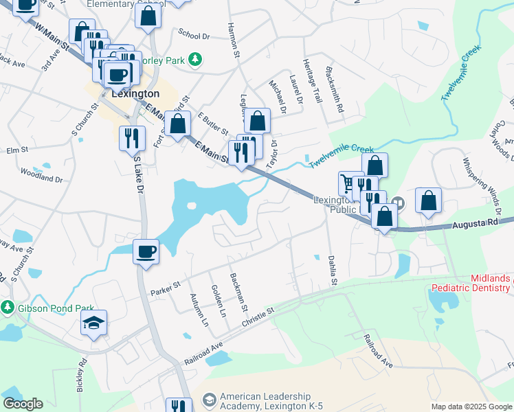 map of restaurants, bars, coffee shops, grocery stores, and more near 119 Mill Street in Lexington