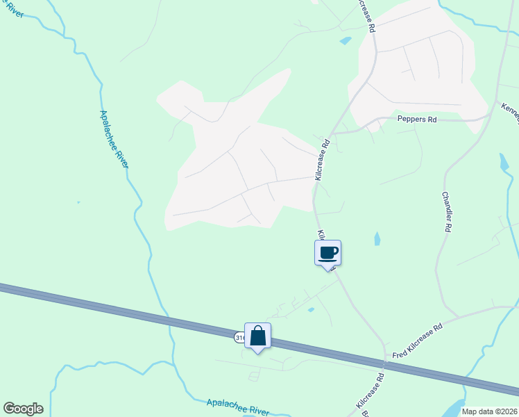 map of restaurants, bars, coffee shops, grocery stores, and more near 1324 Creekview Drive in Auburn