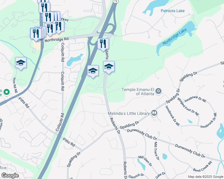 map of restaurants, bars, coffee shops, grocery stores, and more near 1440 Northwold Drive in Atlanta
