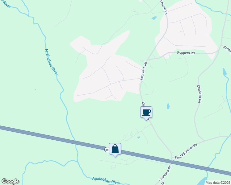 map of restaurants, bars, coffee shops, grocery stores, and more near 1324 Creekview Drive in Auburn