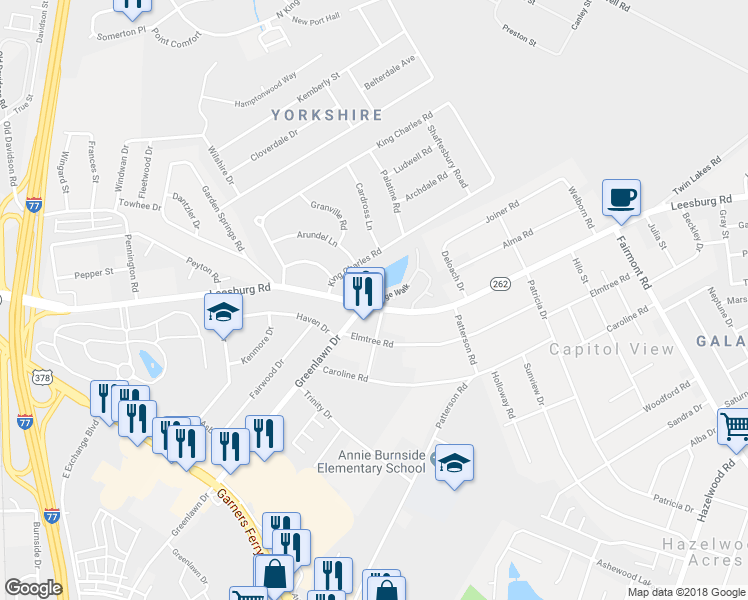 map of restaurants, bars, coffee shops, grocery stores, and more near 109 Village Walk in Columbia