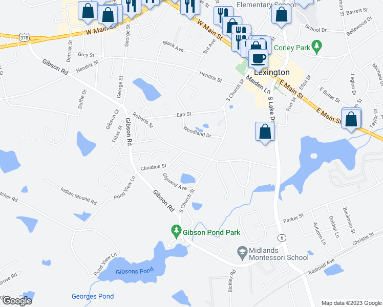 map of restaurants, bars, coffee shops, grocery stores, and more near 294 Roberts Street in Lexington