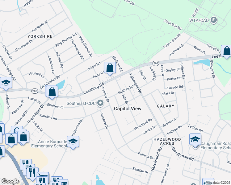 map of restaurants, bars, coffee shops, grocery stores, and more near 7019 Hilo Street in Columbia