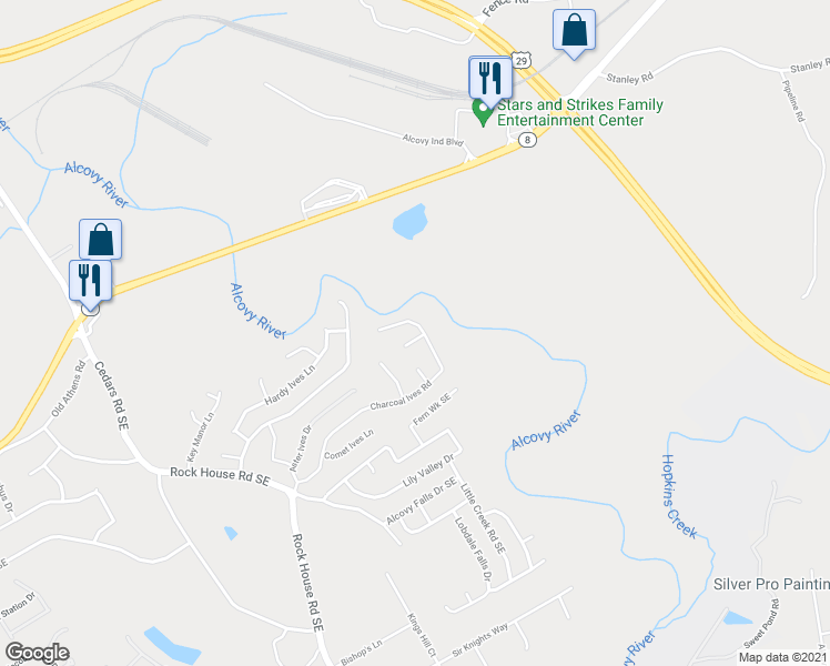 map of restaurants, bars, coffee shops, grocery stores, and more near 2069 Charcoal Ives Road in Lawrenceville