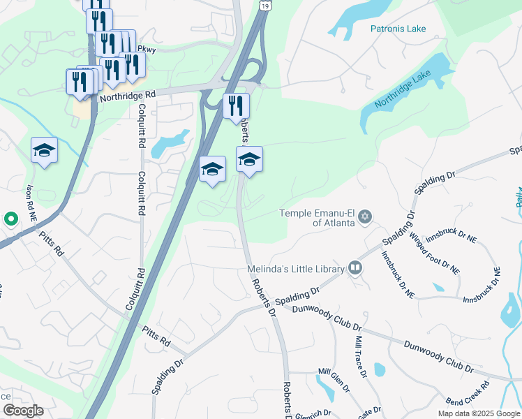 map of restaurants, bars, coffee shops, grocery stores, and more near 1440 Northwold Drive in Atlanta