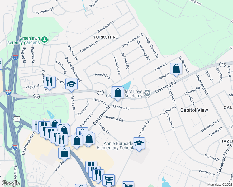 map of restaurants, bars, coffee shops, grocery stores, and more near 109 Village Walk in Columbia