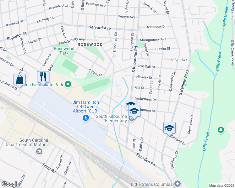 map of restaurants, bars, coffee shops, grocery stores, and more near 26 Old Clayton Court in Columbia