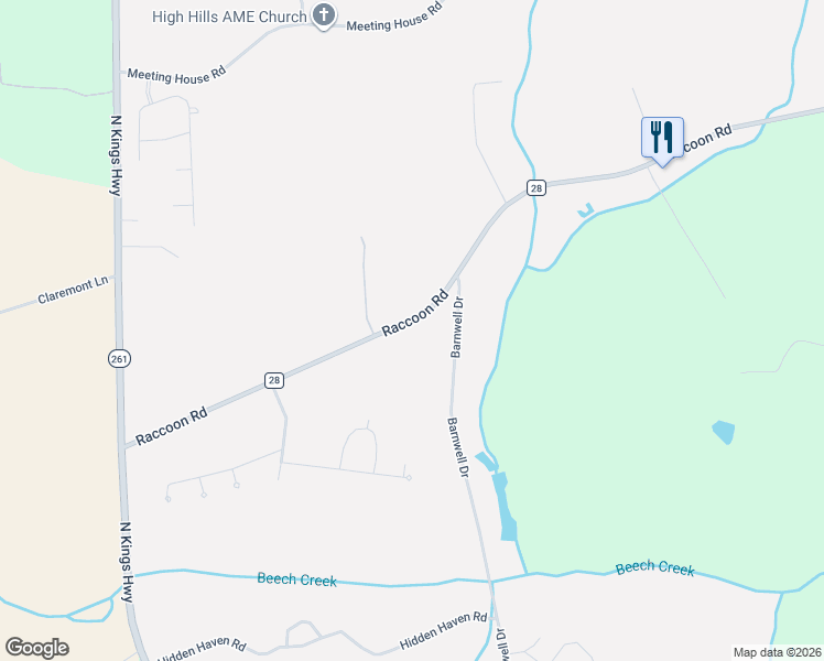 map of restaurants, bars, coffee shops, grocery stores, and more near 1465 Raccoon Road in Sumter