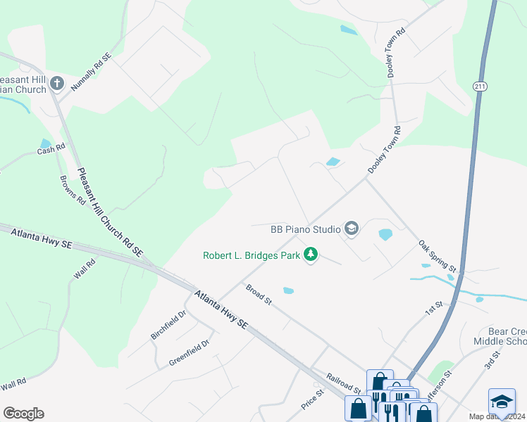 map of restaurants, bars, coffee shops, grocery stores, and more near 1721 Granite Lane in Statham