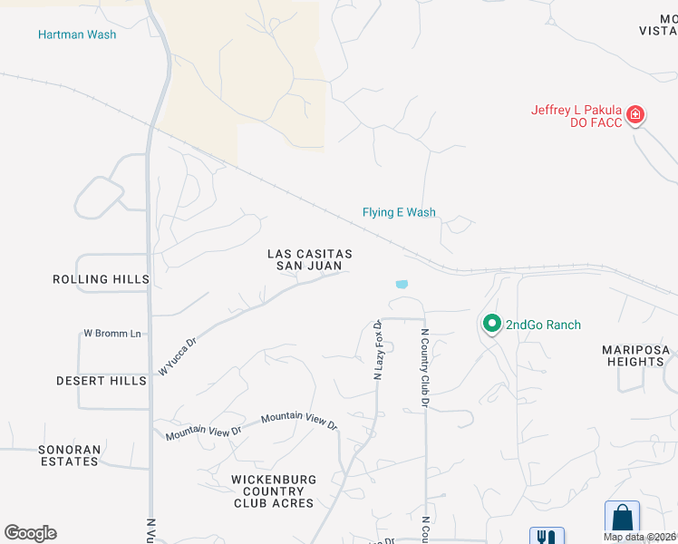 map of restaurants, bars, coffee shops, grocery stores, and more near 1590 Peach Drive in Wickenburg