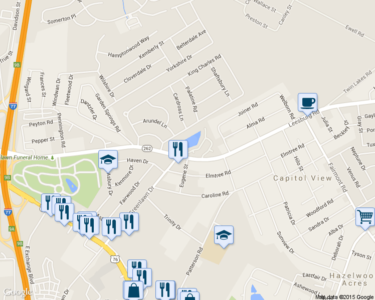 map of restaurants, bars, coffee shops, grocery stores, and more near 127 Village Walk in Columbia