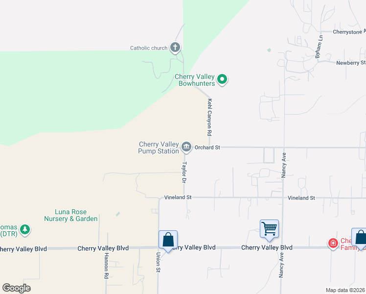 map of restaurants, bars, coffee shops, grocery stores, and more near Golden Valley Lane in Riverside County