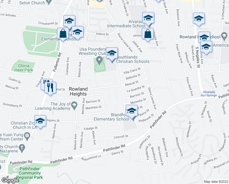 map of restaurants, bars, coffee shops, grocery stores, and more near 2417 Doubletree Ln in Rowland Heights