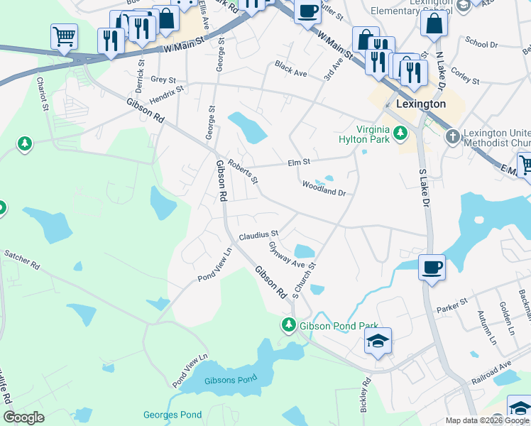 map of restaurants, bars, coffee shops, grocery stores, and more near 206 Baywood Drive in Lexington