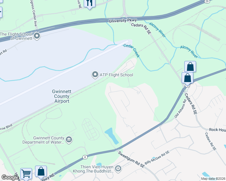 map of restaurants, bars, coffee shops, grocery stores, and more near 569 Galloway Lane Northeast in Lawrenceville