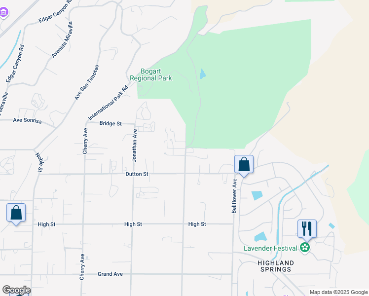 map of restaurants, bars, coffee shops, grocery stores, and more near 40404 Orchard Place in Cherry Valley