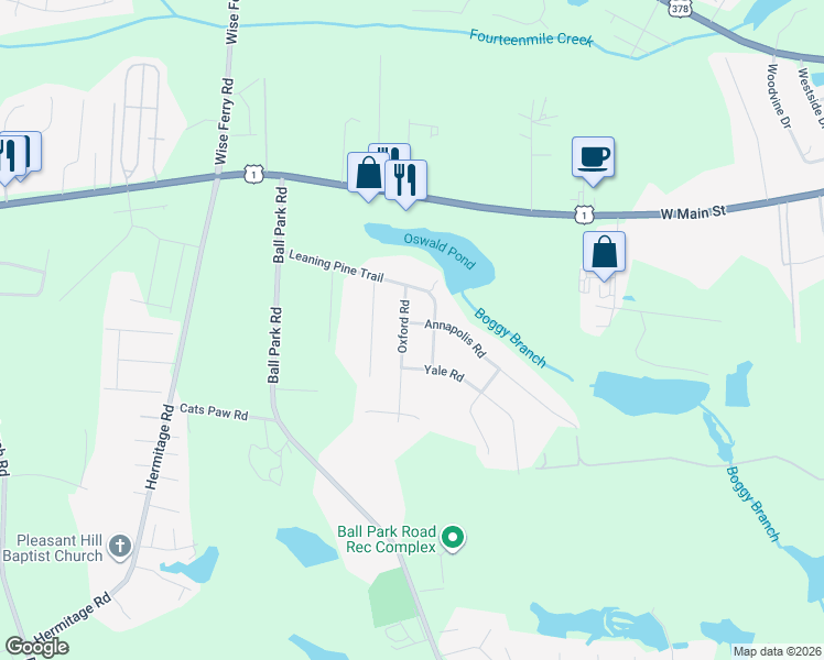 map of restaurants, bars, coffee shops, grocery stores, and more near 414 Oxford Road in Lexington