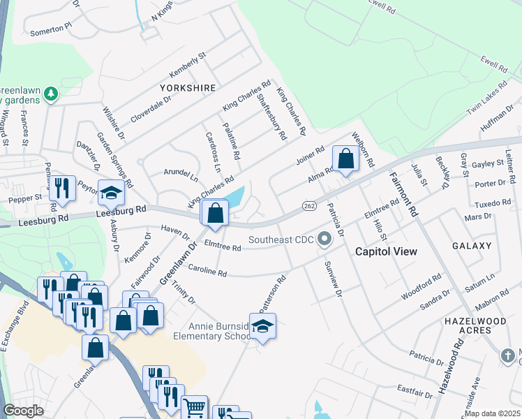 map of restaurants, bars, coffee shops, grocery stores, and more near 239 Village Walk in Columbia