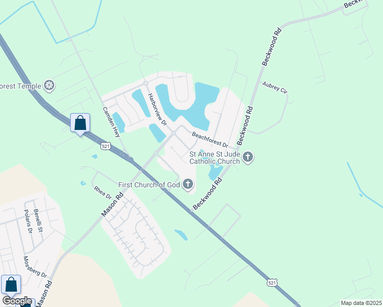 map of restaurants, bars, coffee shops, grocery stores, and more near 1825 Beachforest Way in Sumter