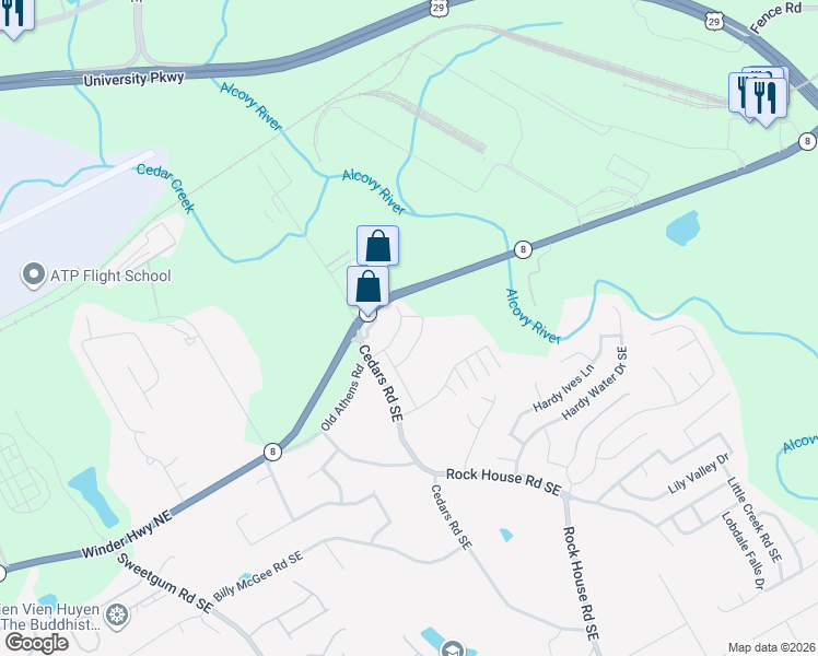 map of restaurants, bars, coffee shops, grocery stores, and more near 1255 Lawrenceville Highway in Lawrenceville