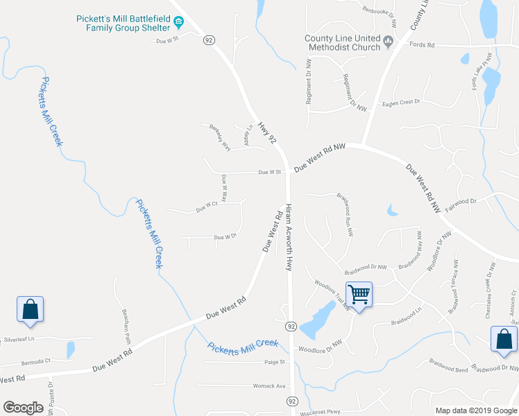 map of restaurants, bars, coffee shops, grocery stores, and more near 3379 Due West Road in Dallas