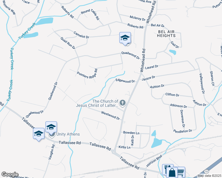 map of restaurants, bars, coffee shops, grocery stores, and more near 322 Edgewood Drive in Athens