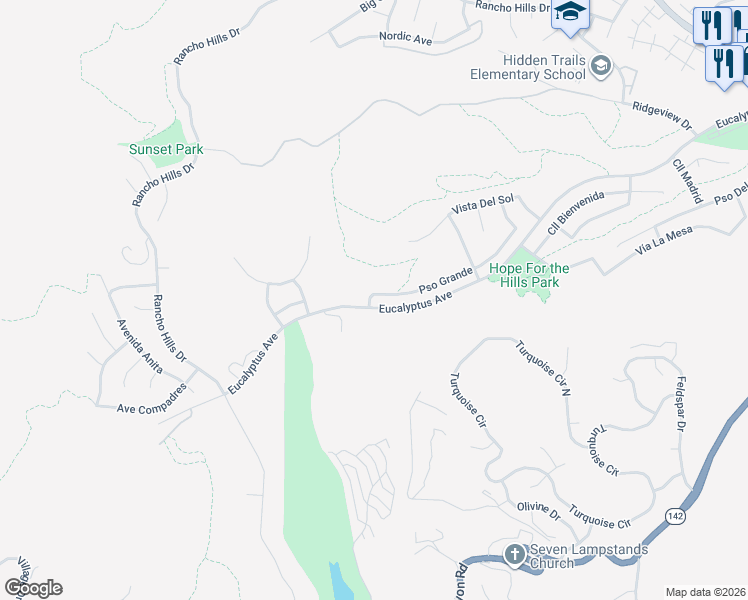 map of restaurants, bars, coffee shops, grocery stores, and more near 1875 Paseo Grande in Chino Hills