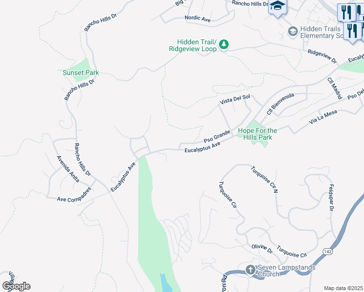 map of restaurants, bars, coffee shops, grocery stores, and more near 1875 Paseo Grande in Chino Hills