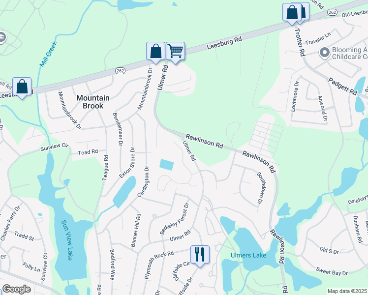 map of restaurants, bars, coffee shops, grocery stores, and more near 128 Vermillion Drive in Columbia