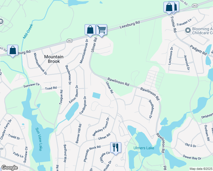 map of restaurants, bars, coffee shops, grocery stores, and more near 128 Vermillion Drive in Columbia