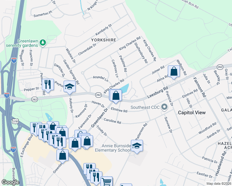 map of restaurants, bars, coffee shops, grocery stores, and more near 109 Village Walk in Columbia