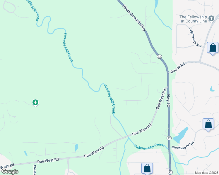 map of restaurants, bars, coffee shops, grocery stores, and more near 284 Due West Court in Dallas