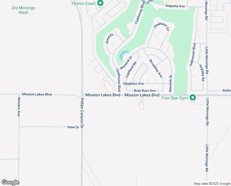 map of restaurants, bars, coffee shops, grocery stores, and more near 64281 Spyglass Avenue in Desert Hot Springs