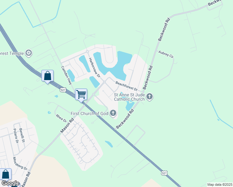 map of restaurants, bars, coffee shops, grocery stores, and more near 1835 Beachforest Way in Sumter