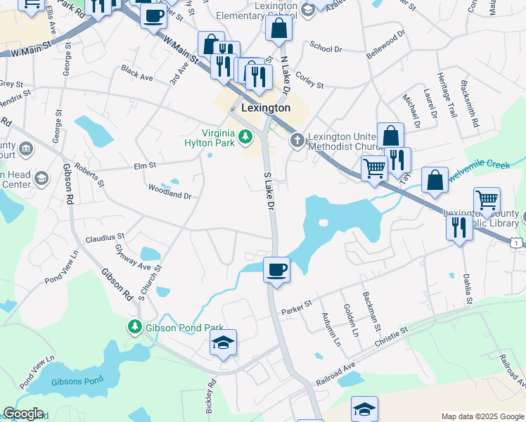 map of restaurants, bars, coffee shops, grocery stores, and more near 351 South Lake Drive in Lexington